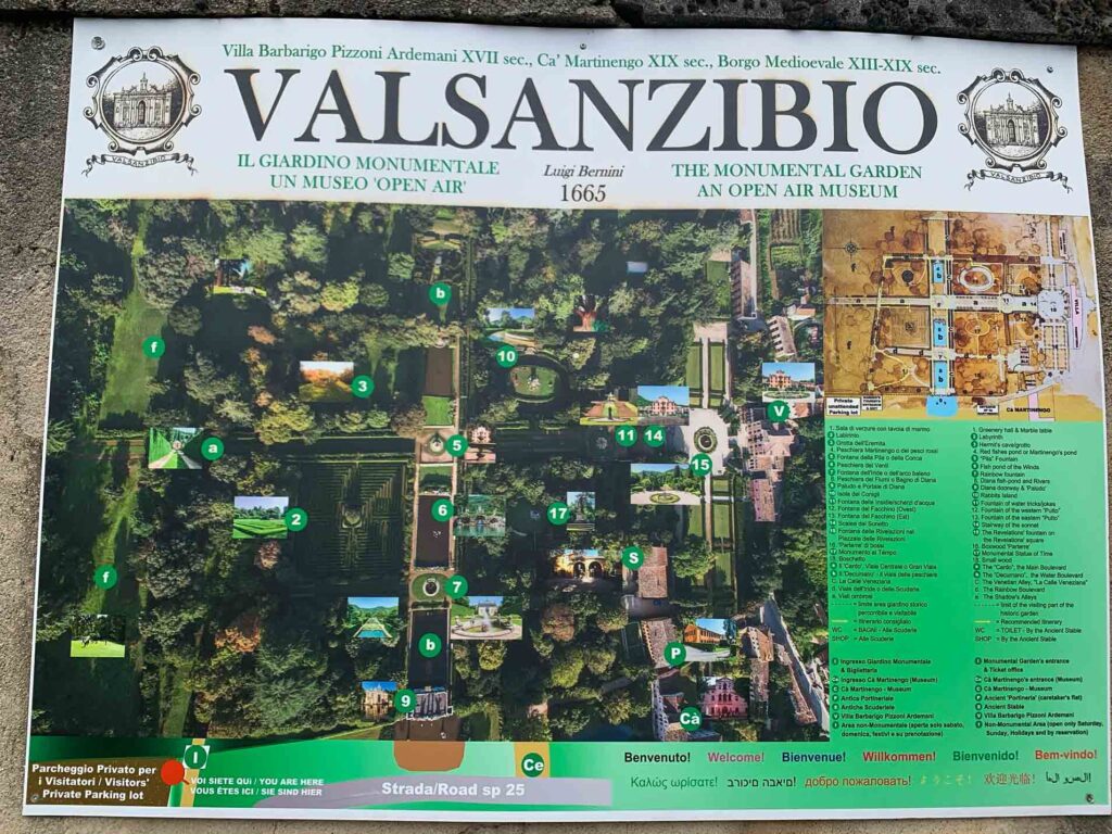 Mappa del giardino monumentale Valsanzibio